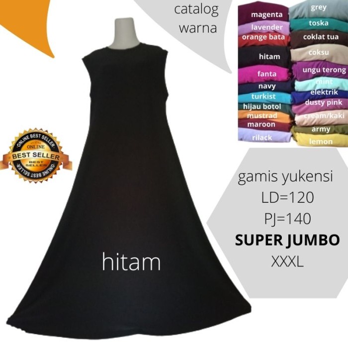 TERBARU       Gamis Yukensi LekmongTanpa Lengan super jumbo xxxl Inner Jersey Polos