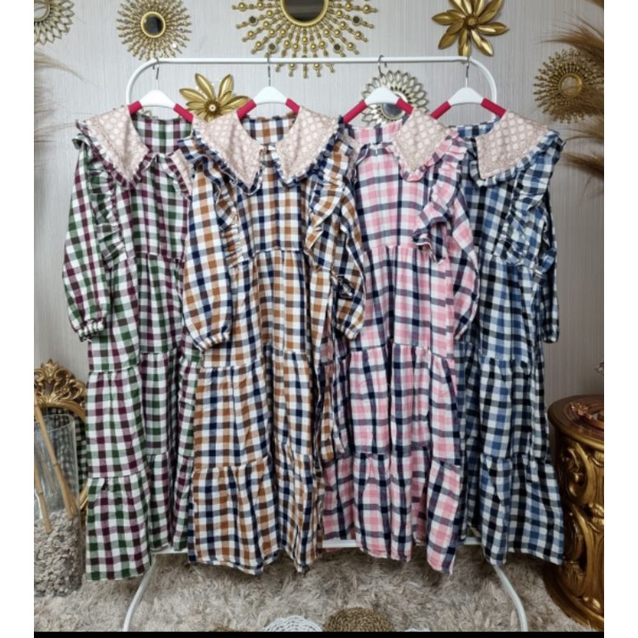 Midi kotak kerah Brukat origina by meijiewang