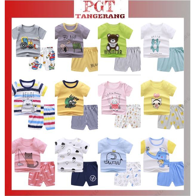 PGT - Setelan Anak 0- 3 Tahun Model 25 - 36 Baju Setelan Anak Piyama Tidur Pendek Jumper Anak Bayi