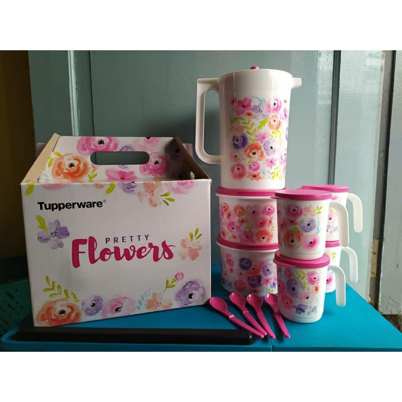 Pretty Flower Set tupperware/toples gelas tupperware