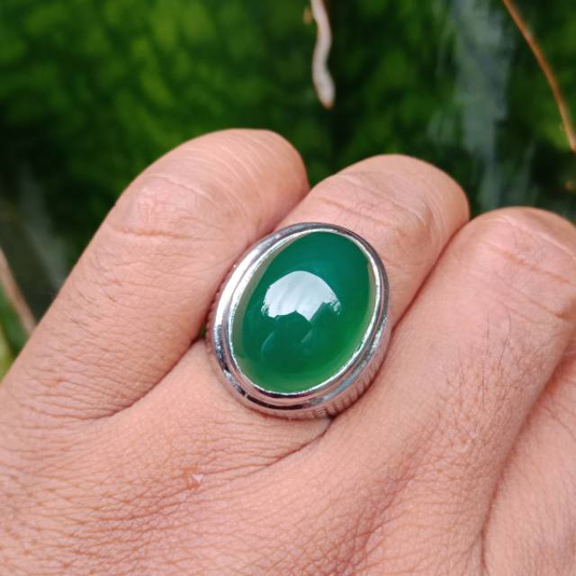 Cincin chrome chalsedony like ijo garut trendy / termurah / bukan bacan / bukan garut