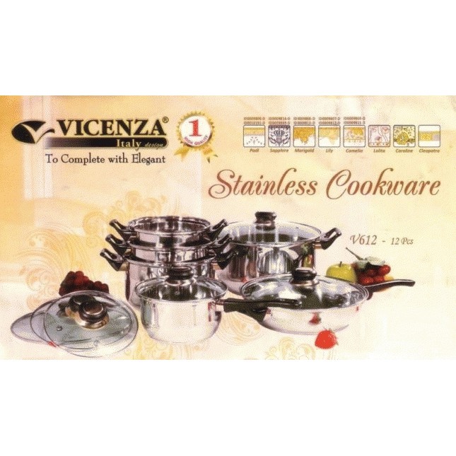 Vicenza Panci Set V-612 / Vicenza Stainless Cookware V612