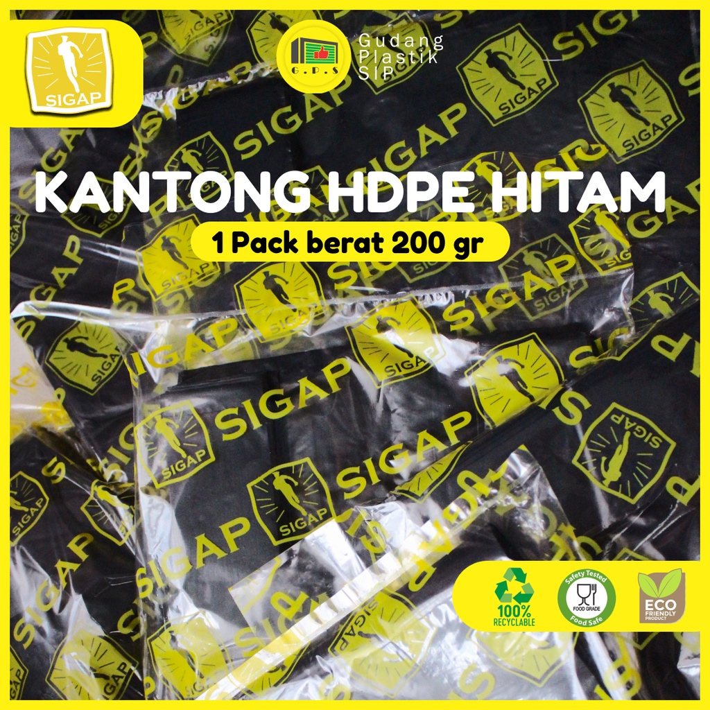 Kantong Plastik Kresek SIGAP HD Tebal Hitam 200 gr ukuran 15 / 24 / 28