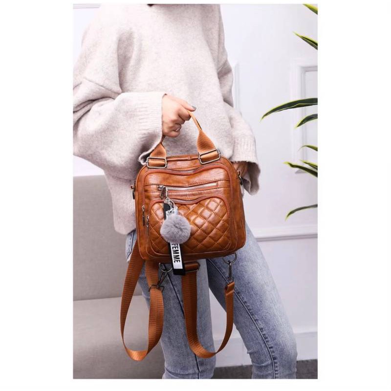 TAS RANSEL WANITA 2in1 / TAS STYLE KOREA / TAS SELEMPANG TERBARU