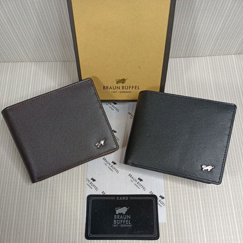 Dompet lipat pria logo besi kulit sapi asli