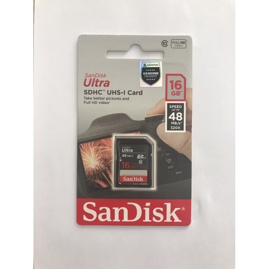 SANDISK SD CARD 16GB resmi MEMORI KAMERA video