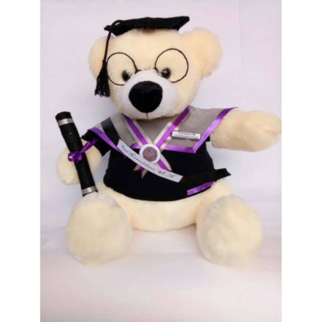 Boneka Wisuda Jumbo Kado Graduation Hadiah Sidang Skripsi Mahasiswa Kuliah Costum Nama Logo Sekolah Instansi