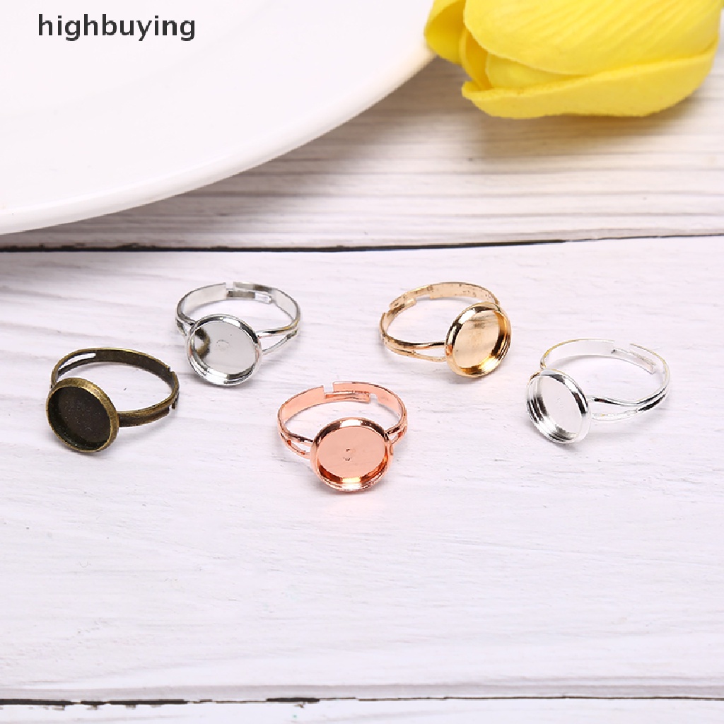 Hbid 10pcs Cincin Cameo Kosong Adjustable Untuk Membuat Perhiasan DIY