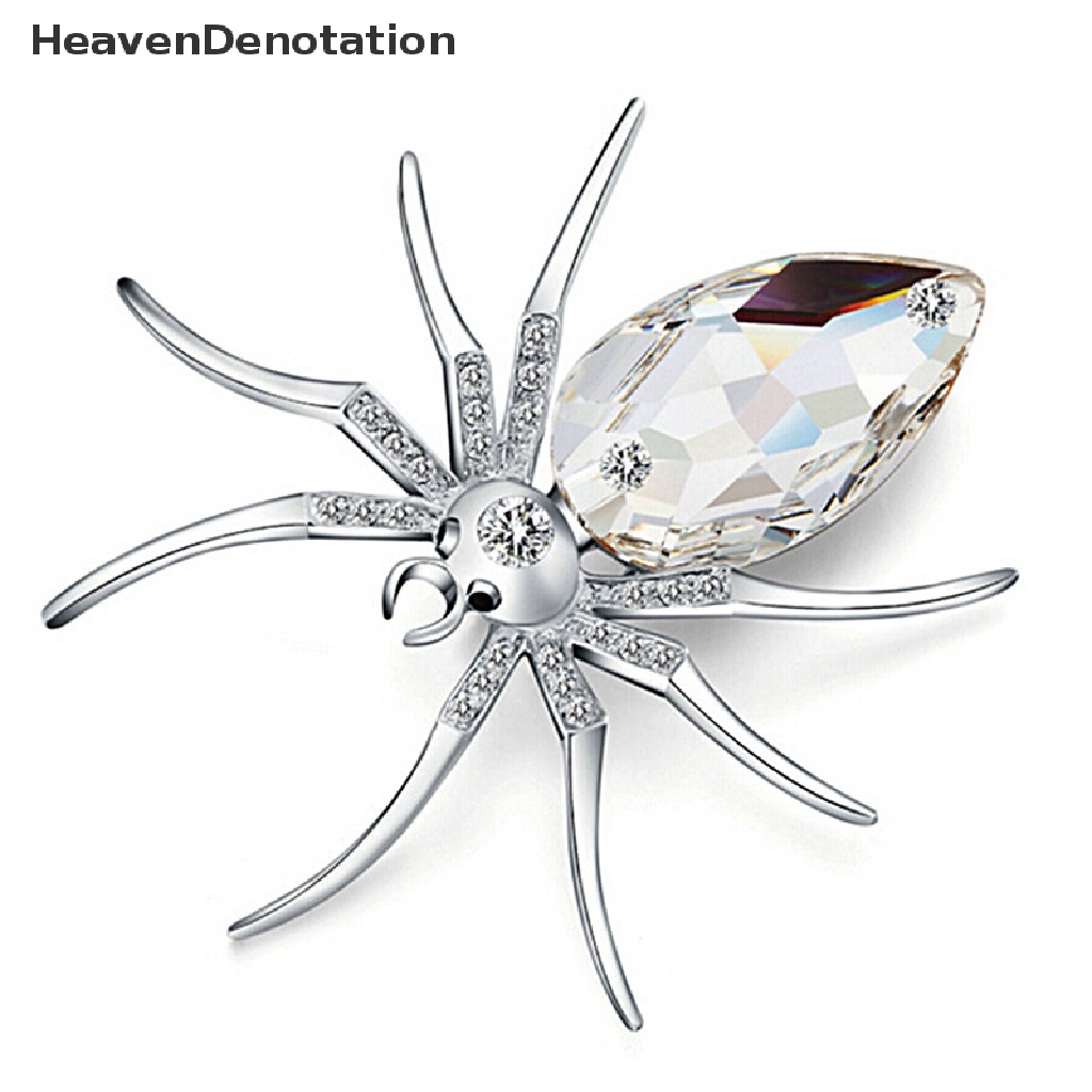 [HeavenDenotation] White Spider Silver Plated Fashion Brooches Jewelry Elegant Crystal Brooch Pin