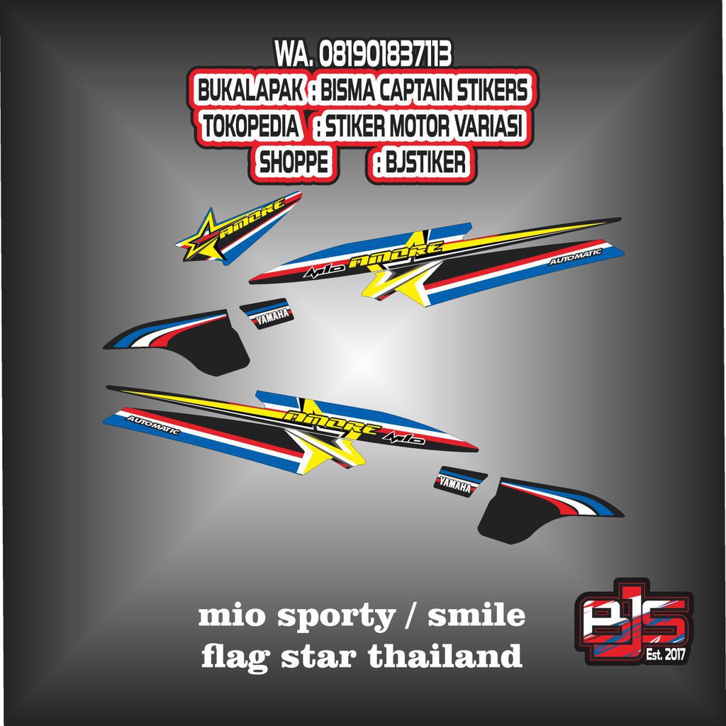 Stiker Striping List Motor Mio Sporty Mio Smile Flag Star Thailand