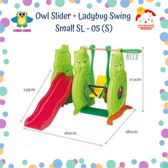 Perosotan dan Ayunan Ching-ching Owl Slide &amp; Ladybug Swing Small (SL-05) S