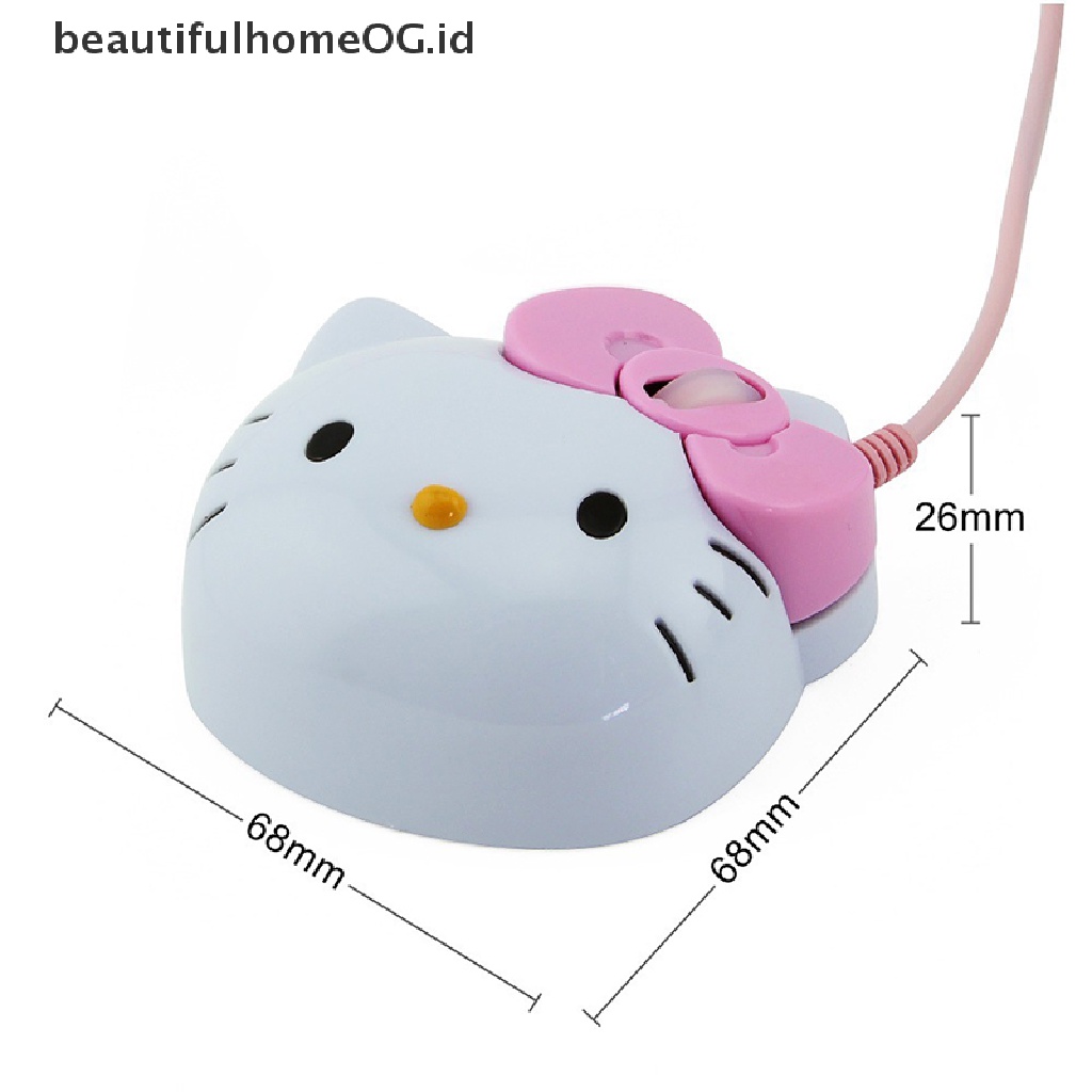 Mouse Gaming Optical Kabel Usb 2.0 Desain Hello Kitty 3d Warna Pink