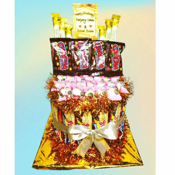 snack tower jajanan ulang tahun, bisa pakai uang tarik