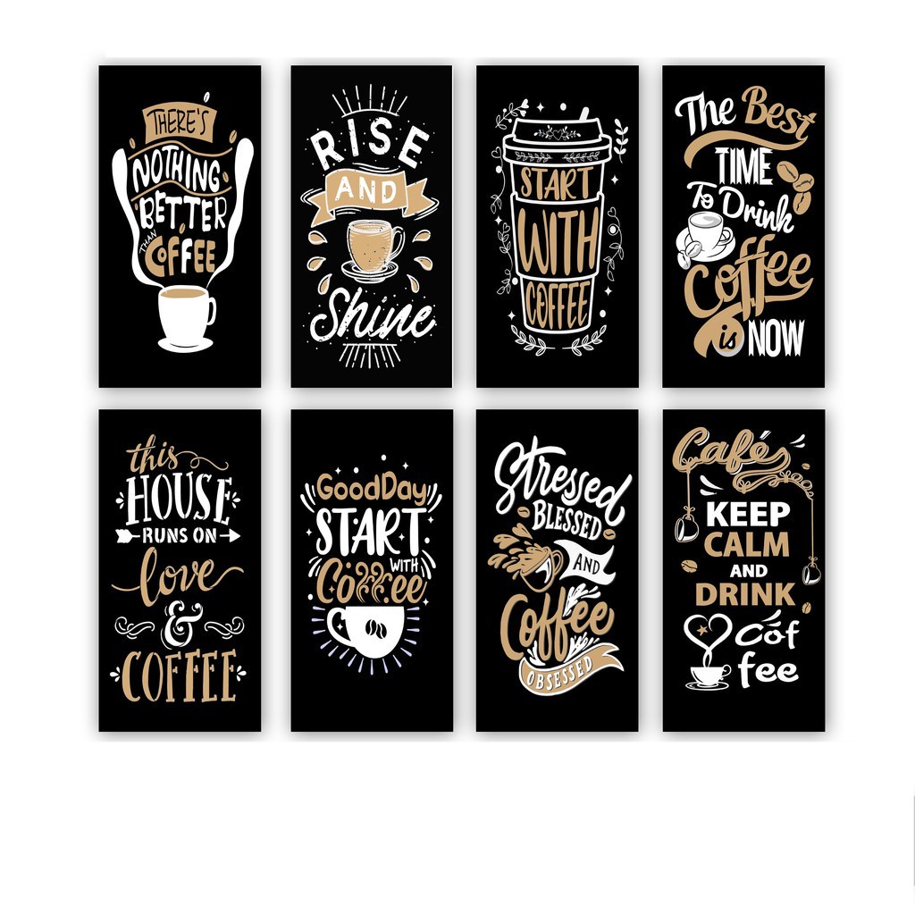 Ukuran (18x30cm) pajangan Poster Coffee hiasan dinding shabby Cafe Motivasi Quotes Dekorasi Dapur Rumah Kamar Wall Decor