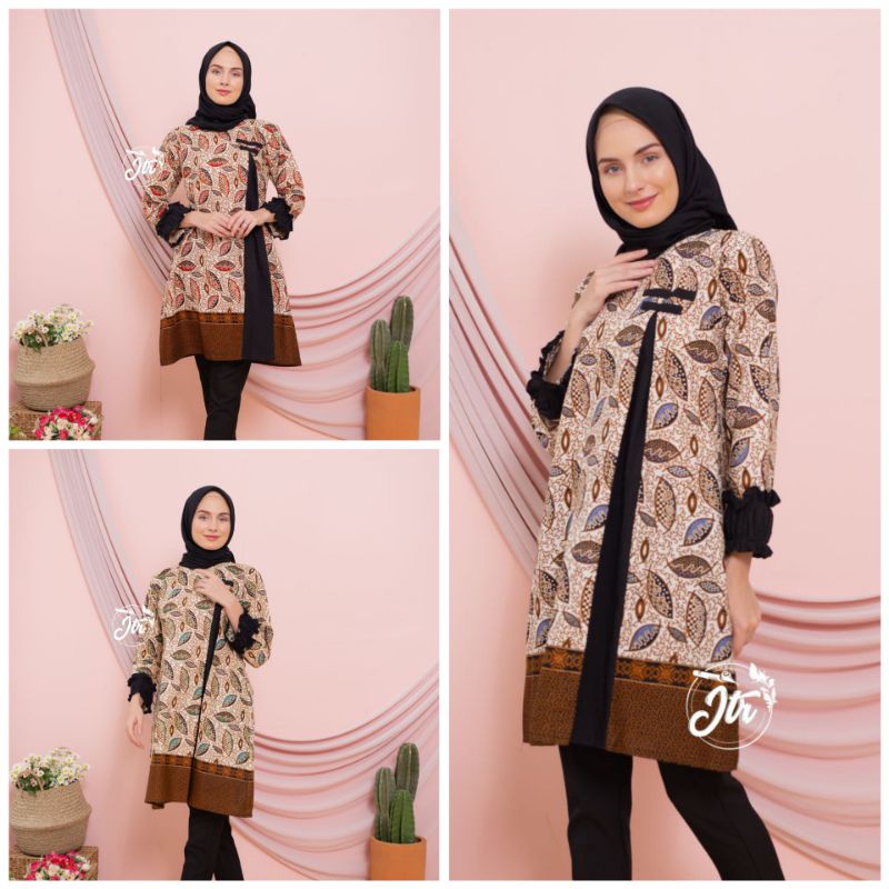 TUNIK BATIK TERBARU TUNIK KANTOR TUNIK BATIK KOMBI KATUN PREMIUM