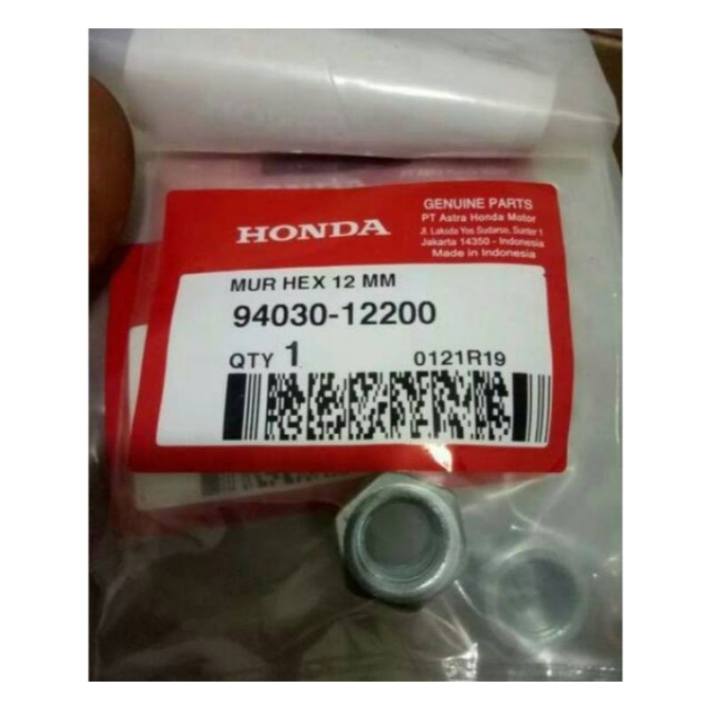 94030-12200 HGP AHM 100% ORIGINAL 9403012200 HGP NUT HEX 12MM MUR PULLY ORI HONDA VARIO BEAT SCOOPY 