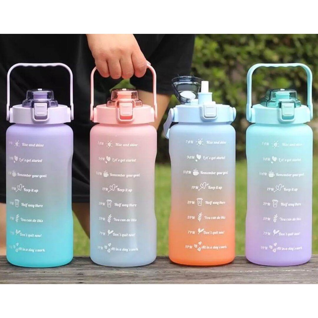 Model Terbaru Botol Minum Jumbo 2 Liter Motivational Water Warna Gradiasi Free buble warp