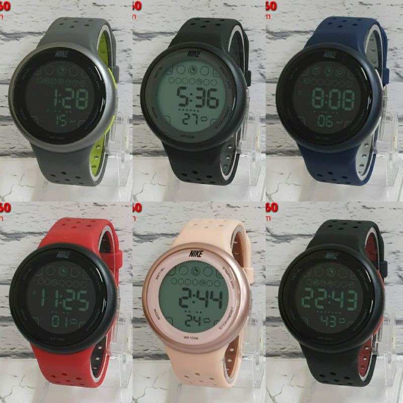 jam tangan nike 6 warna diameter bulat dan persegi