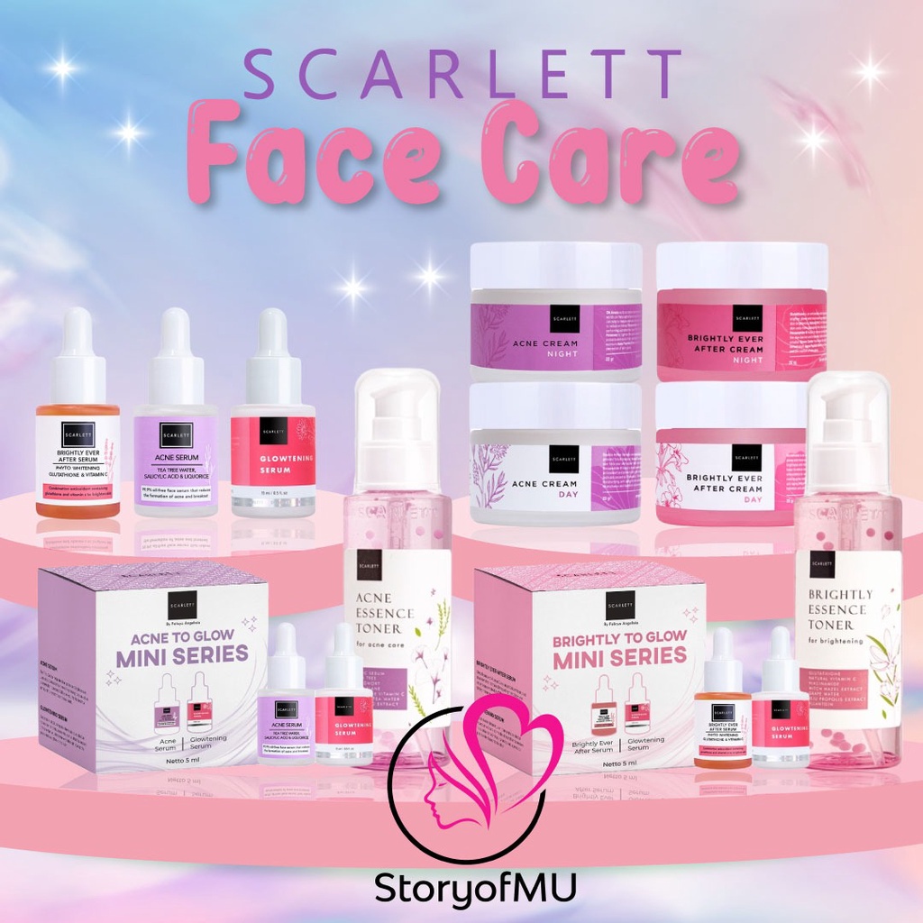 SCARLETT Serum Cream To Glow Mini - Acne Brightly Ever After Glowtening Day Night Essence Toner