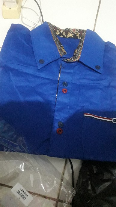 Kemeja Pria Asgard Slim Fit Lengan Pendek Kombinasi Batik / Kemeja Kerja / Kemeja Formal Casual