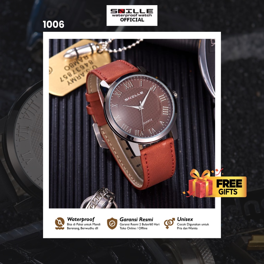 Snille Jam Tangan Kulit Pria Original Asli Anti Air Waterproof 1006