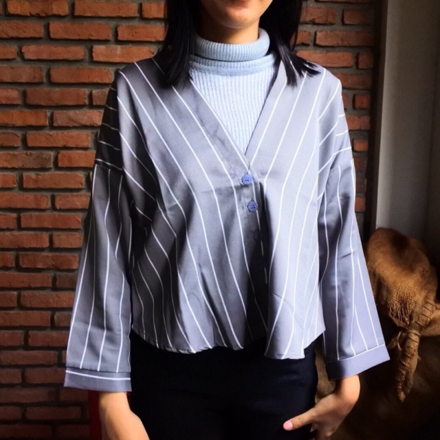 Clara stripe shirt, kemeja garis garis, kemeja stripe, stripe shirt