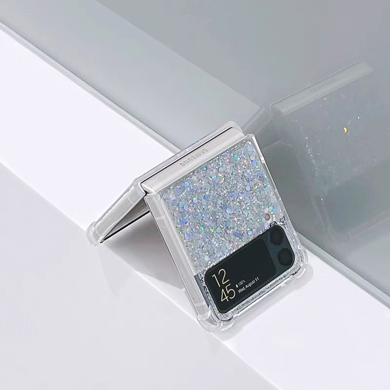 Glitter Case Silver Samsung A53 A12 A23 A73 A13 Zflip 3 Zflip 2 4 Z Fold 2 3 Oppo Reno 7 4G 5G