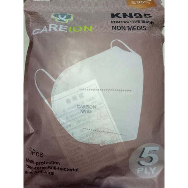 MASKER KN95 CAREION 5PLY isi 10pcs / Shrimp Pink
