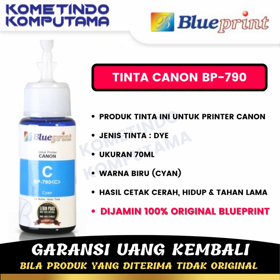 CANON GI 790 CYAN BLUEPRINT 70ML BIRU TINTA BOTOL ORIGINAL 100%