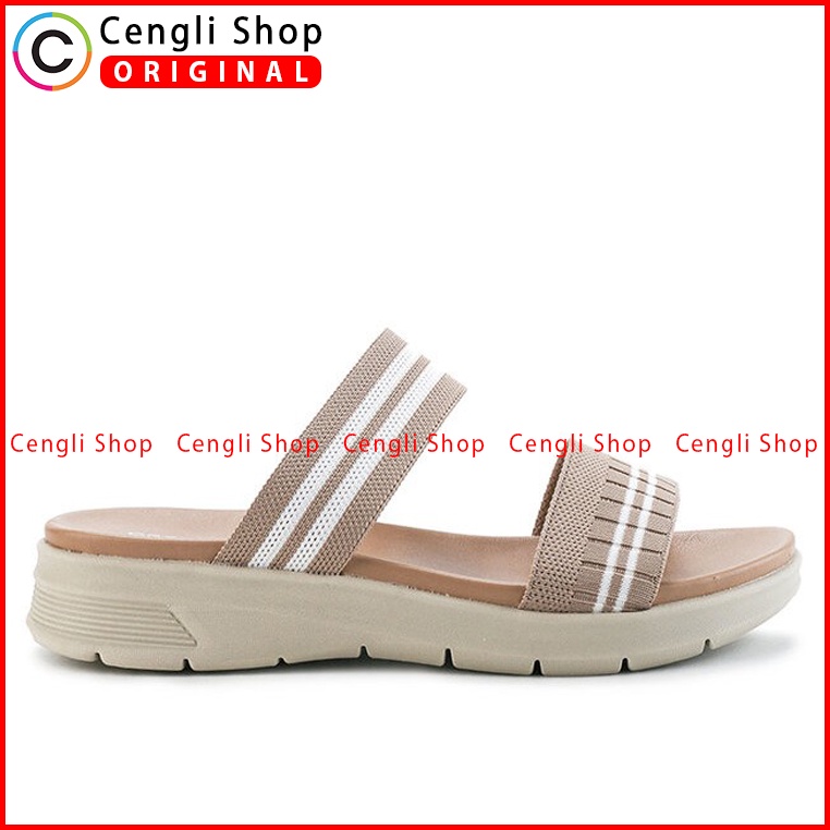 SANDAL FLAT OBERMAIN WANITA ORIGINAL SLIDE CASUAL TERBARU BEIGE OW03