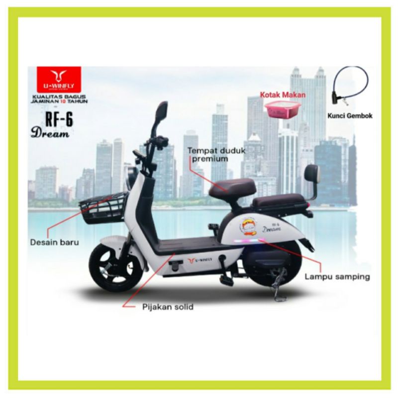 Uwinfly Sepeda Listrik RF-6 Red Fish 6 Electric Bike Bicycle RedFish