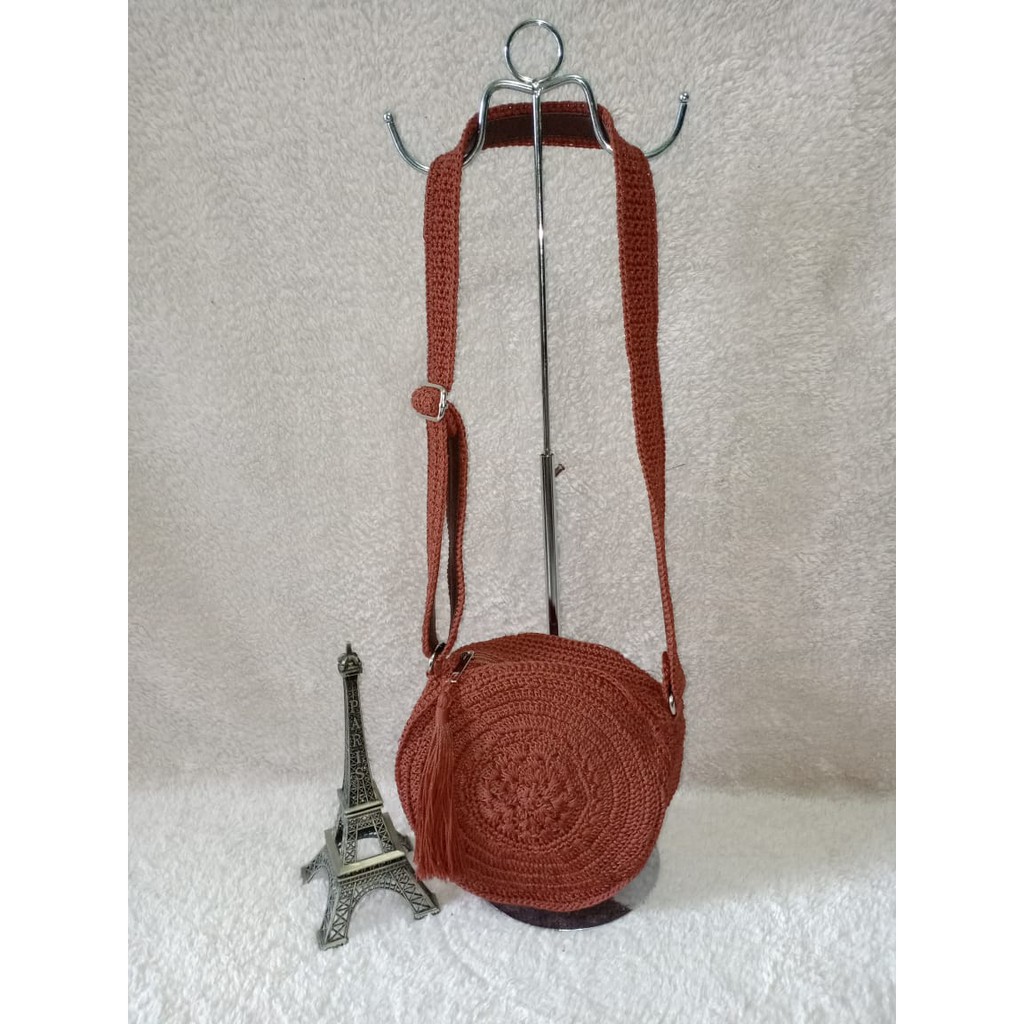 TAS RAISYA RAJUT MERAH BATA