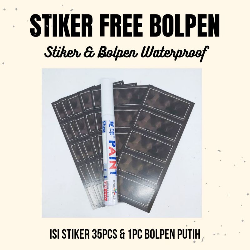 

Stiker Polos 35pcs Free Bolpen putih 1pc, Stiker Label Bumbu Stiker Hitam Blank Stiker