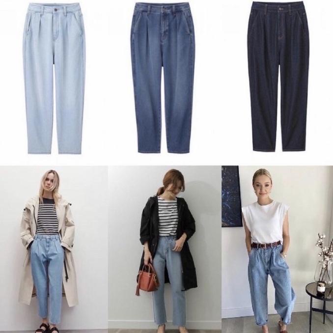 GU Uniqlo Baggy Boyfriend Jeans - Celana Jeans Highwaist Wanita
