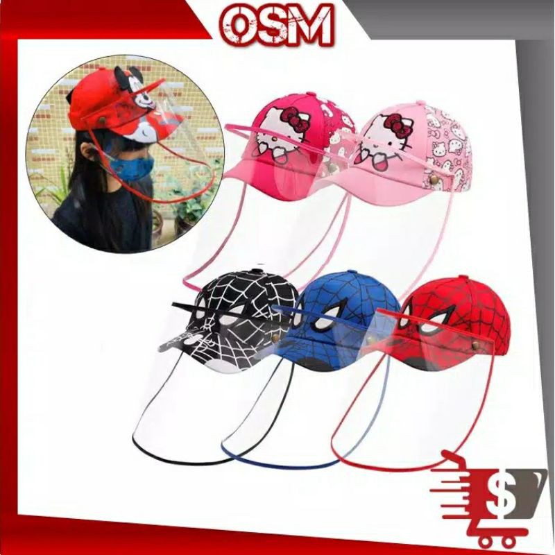 topi anak pelindung wajah facield model spyderman