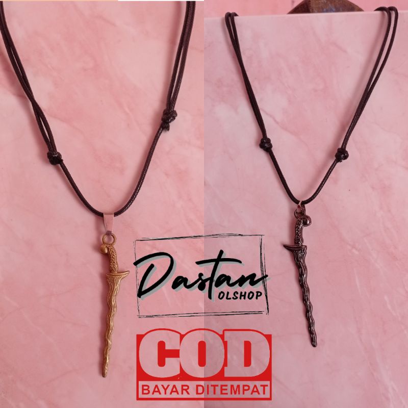 Kalung tali 2 mm bandul keris/ kalung tali / bandul kalung / kalung Wanita / kalung pria