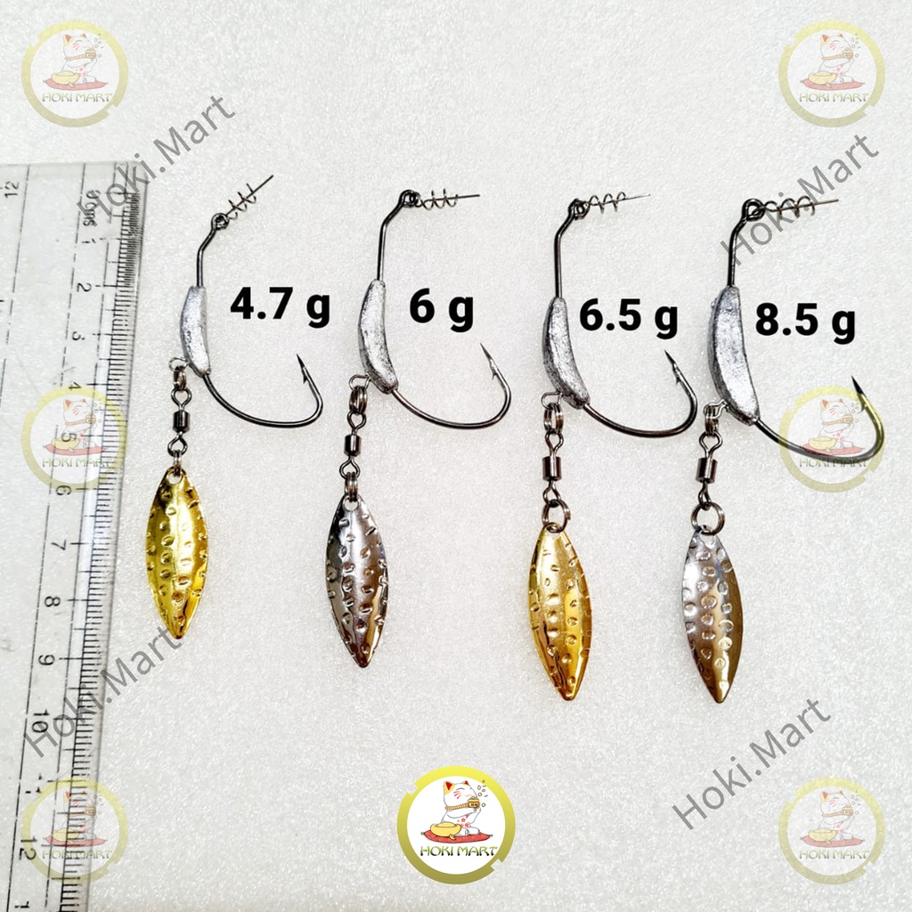 mata pacing soft lure / mata kali soft lure / mata pancing worm hook dengan timah dan blade