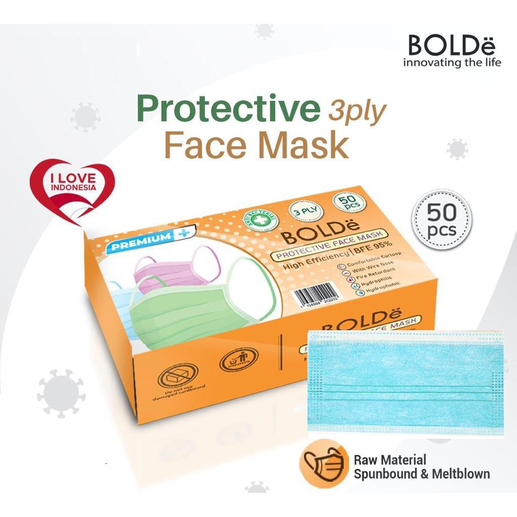 BELI 1 GRATIS 1 !!! Super MASK Protective Premium Plus Masker 3 Ply ( 50 pcs ) Original BOLDe