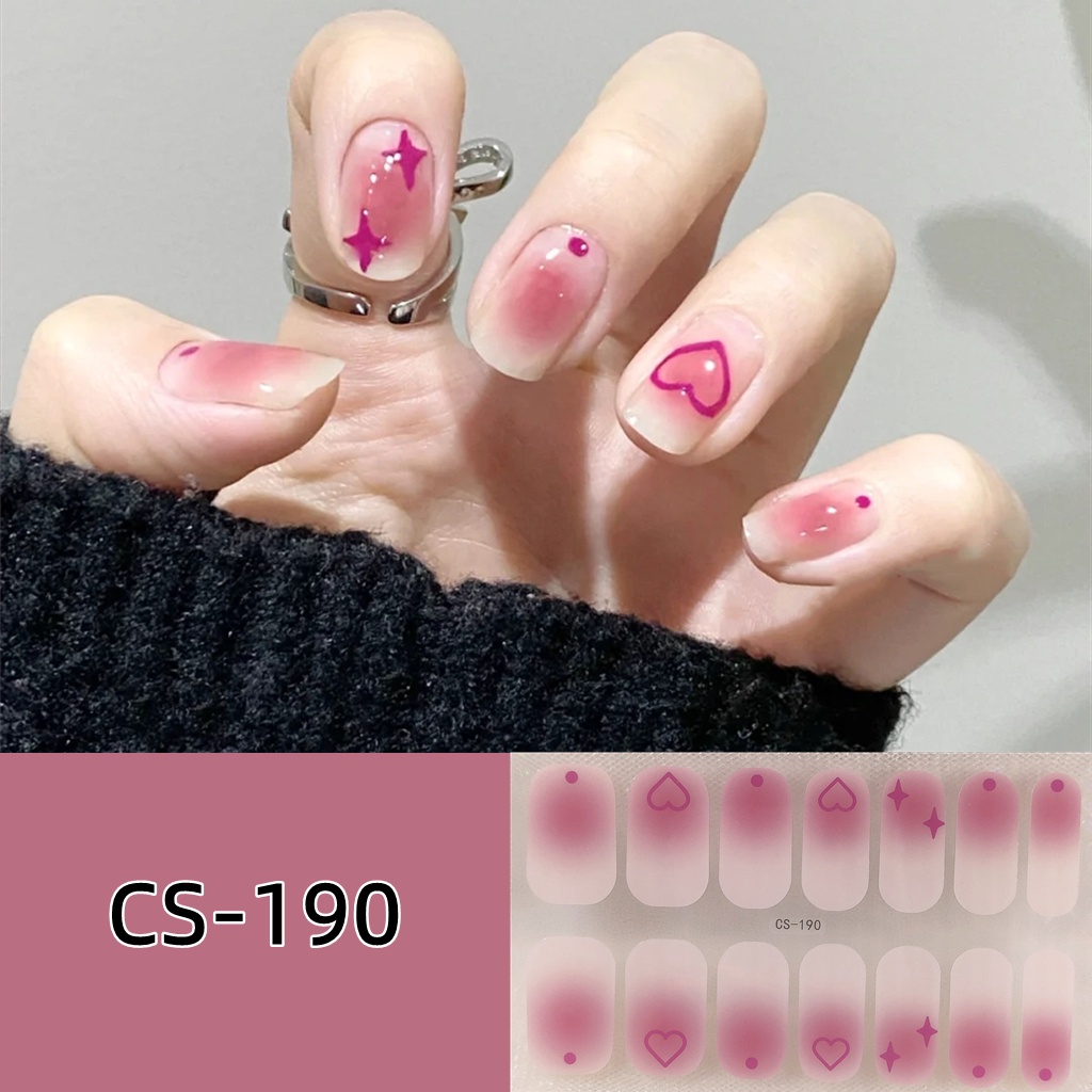 14pcs / Set Stiker Kuku Motif Kartun Warna Gradasi Anti Air / Racun Untuk Nail Art / Manicure DIY