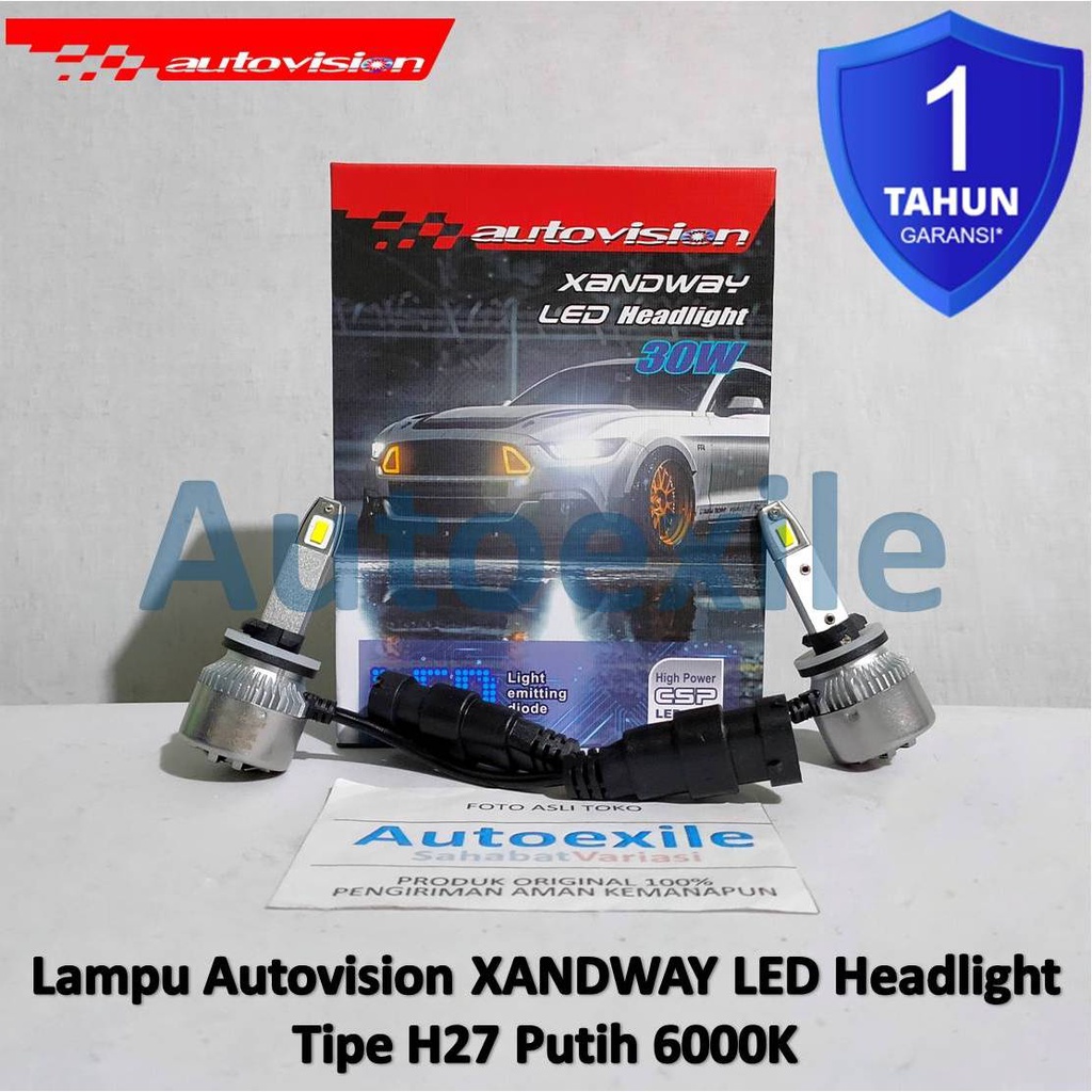 Autovision XANDWAY LED H27 H27W/1 H27W/2 30W White Putih 6000K Original CSP Lampu Mobil