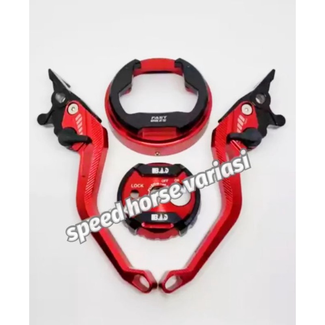 Paket 3item Handle rem Nmax Handle model jarum stelan jarum sisik Nmax plus cover Nmax tutup tangki scarlet 2325 CNC plus Cover tutup kunci kontak Bad Cnc