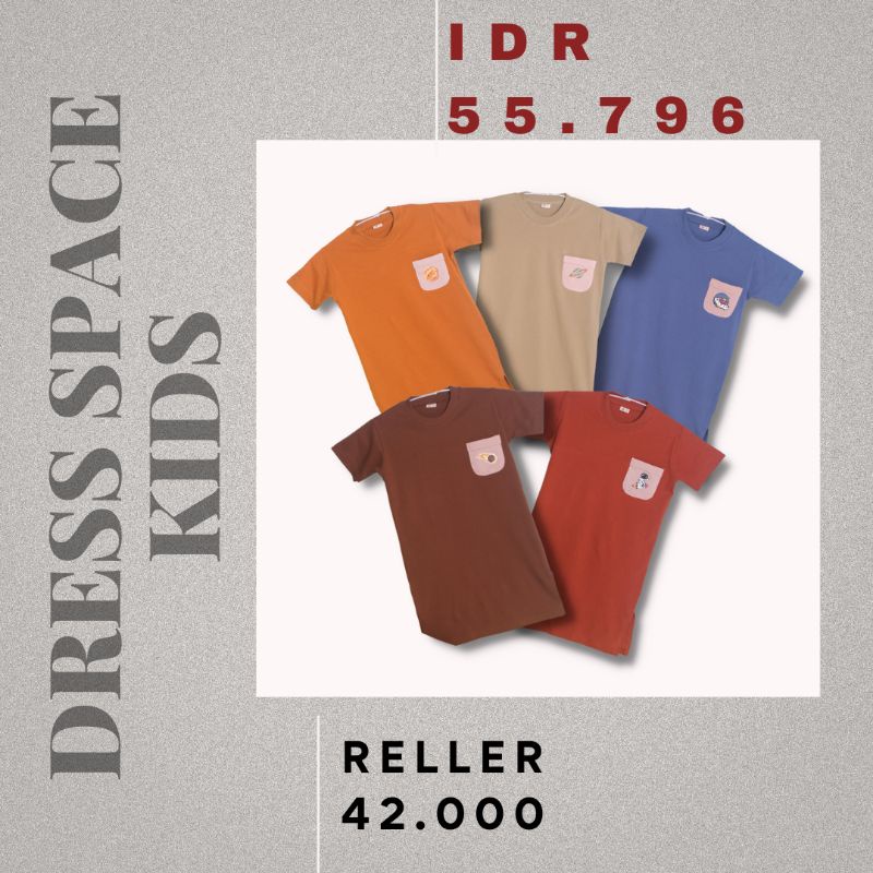 DRESS SPACE - Promo 10.10 Dress kaos simpel Anak Bayi Baby Kids Cewek Cowok Perempuan Laki Laki cotton Murah1 2 3 4