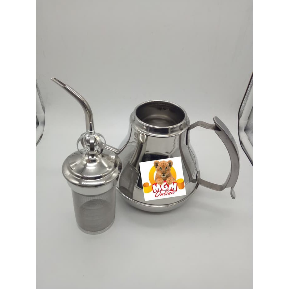 Teko Leher Angsa / Coffee Kettle Gooseneck 1.2L Tutup Mahkota