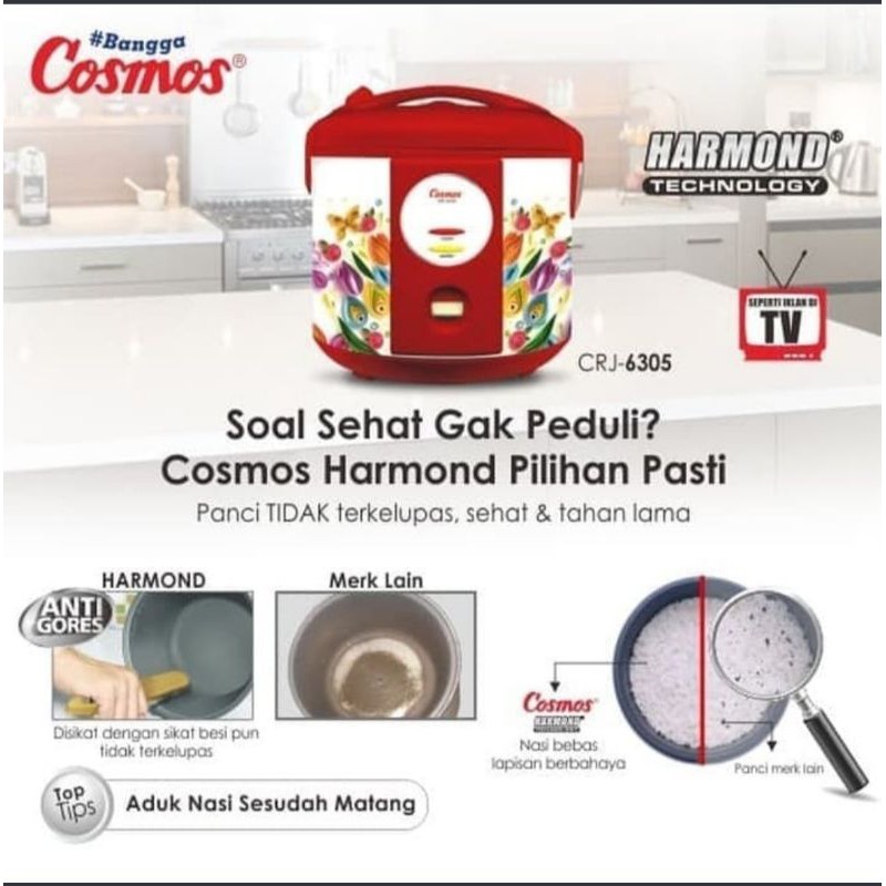 COSMOS Magic Com 1,8 Liter /  Rice Cooker Harmond CRJ 6305 - Garansi Resmi 1 Tahun