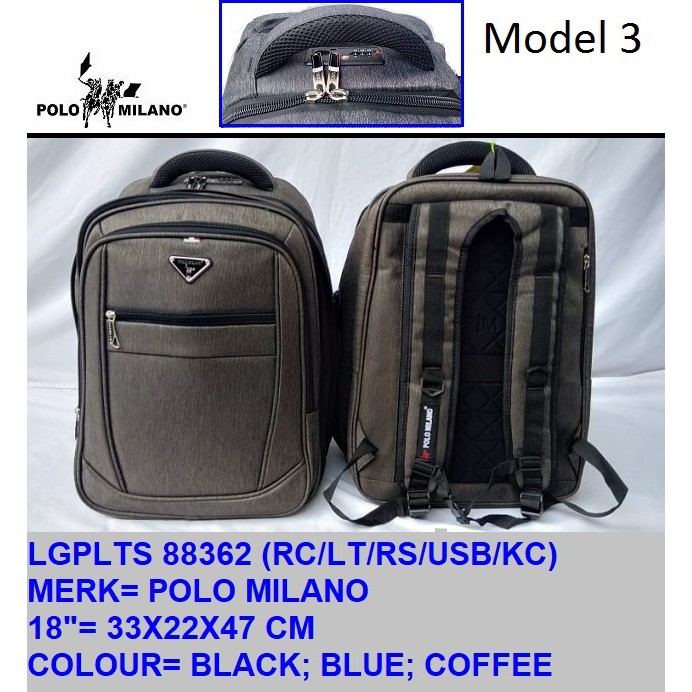 gof TAS RANSEL BESAR POLO MILANO 18&quot; BIG BAG Backpack Super Tas Sekolah Tas Kuliah Tas Ransel Laptop