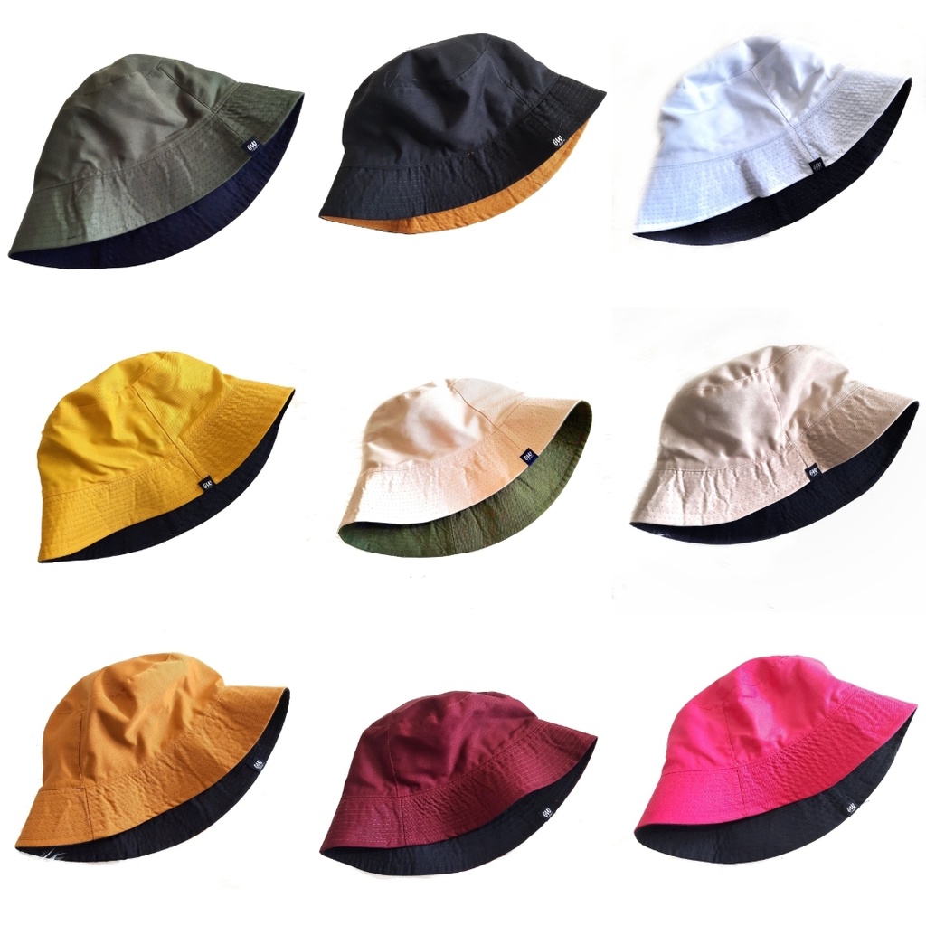 TOPI BUKET WARNA 2 IN 1 BOLAK BALIK TANPA TALI POLOS DEWASA DAN ANAK
