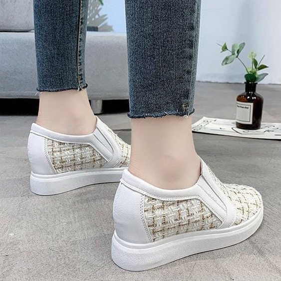 TBIG [COD] Sepatu Slip On Wedges Merry Shoes Wanita Sepatu Korea Style Sekolah Kuliah