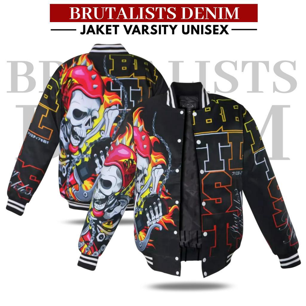 Jaket Varsity Pria Parasut Baseball GHOST RIDER Kekinian Terbaru Keren
