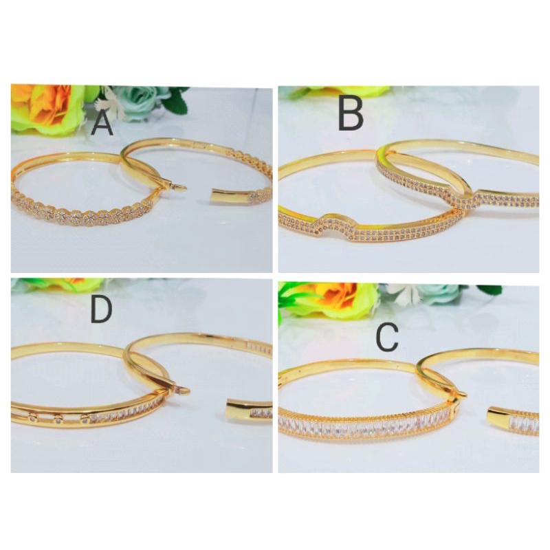 NXiu538. Gelang tangan xuping wanita lapis emas dgn mata zircon ukuran