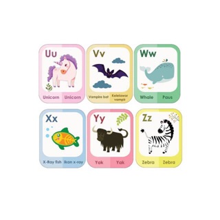 Flashcard alphabet binatang  hewan  flash card nama  